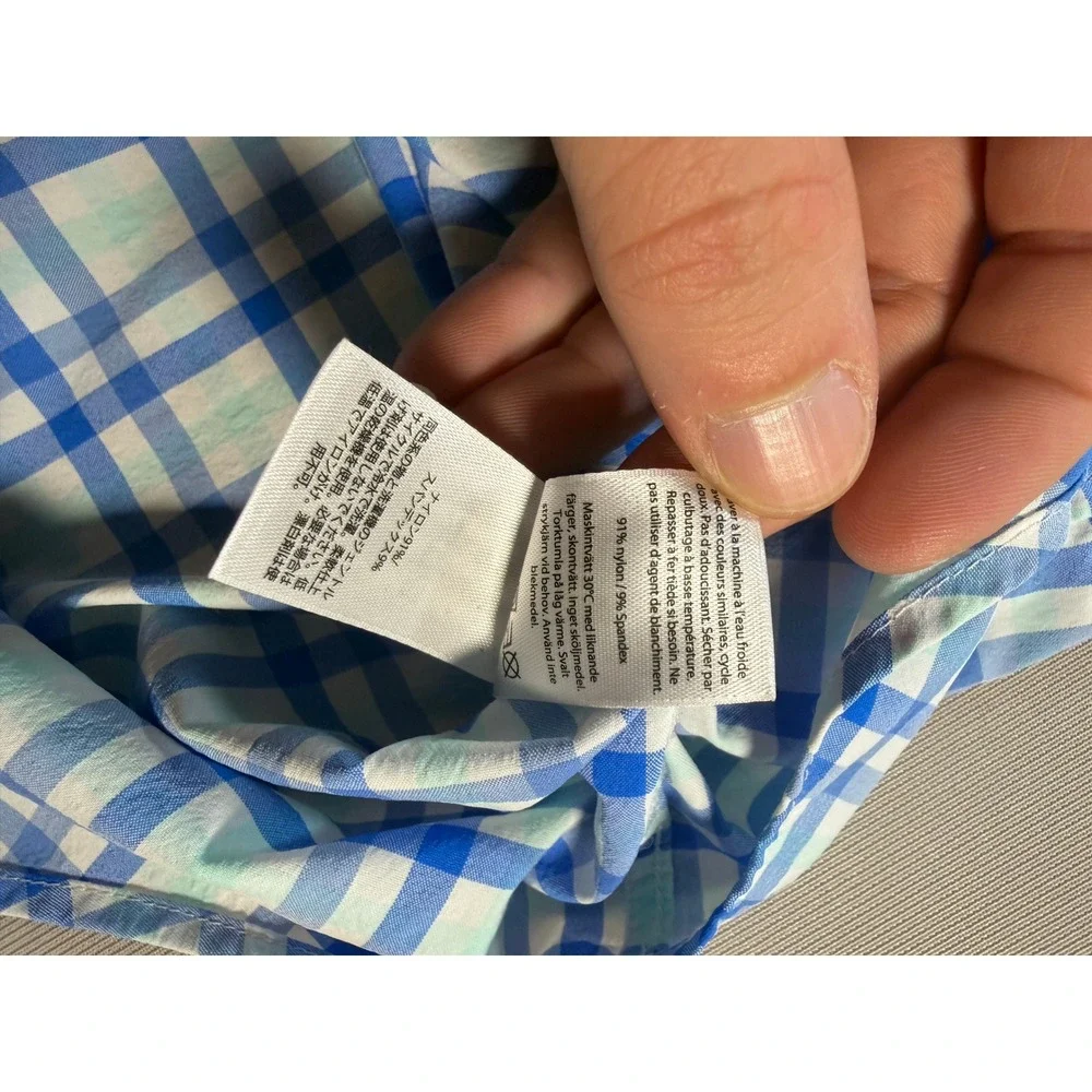 Vineyard Vines Performance Murray Shirt Mens M Classic Fit Blue Gingham 1W1820